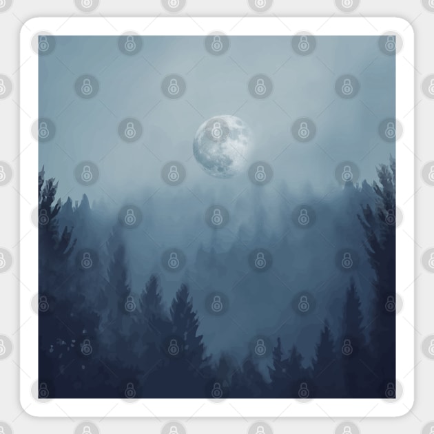 Misty Blue Forest 2 Sticker by Collagedream